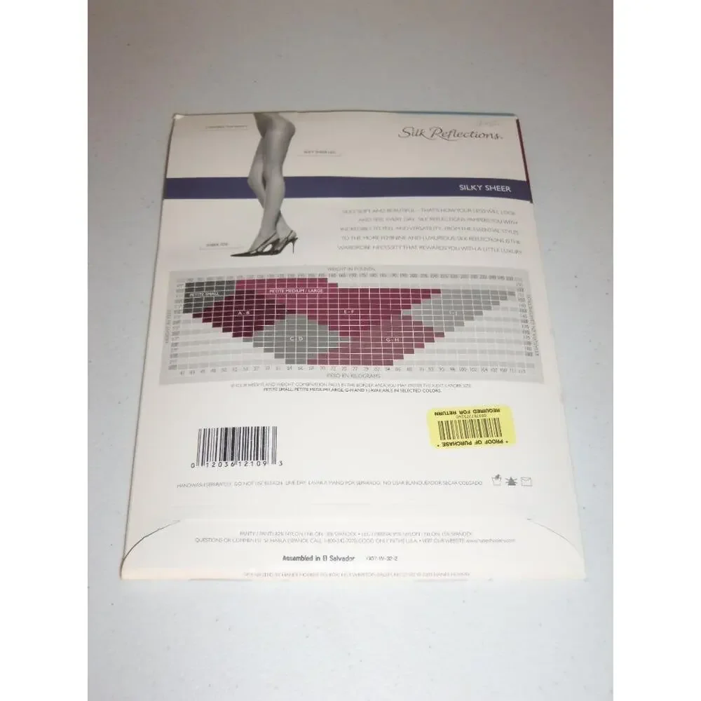 Hanes Silk Reflections Pantyhose Size CD Barely Black Control Top New -071946